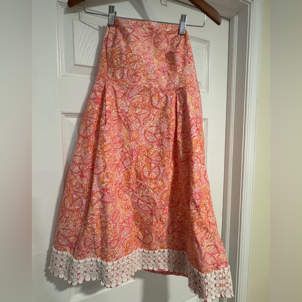 Lilly Pulitzer Strapless Pink Orange Floral A-Line Dress